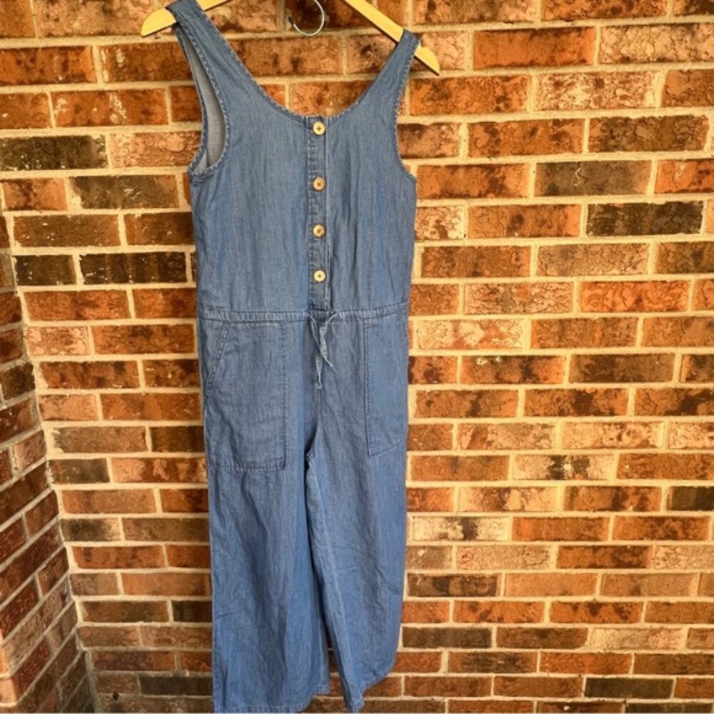 Zara Kids Jumpsuit Chambray Denim Cotton Blue Girls Size 11-12